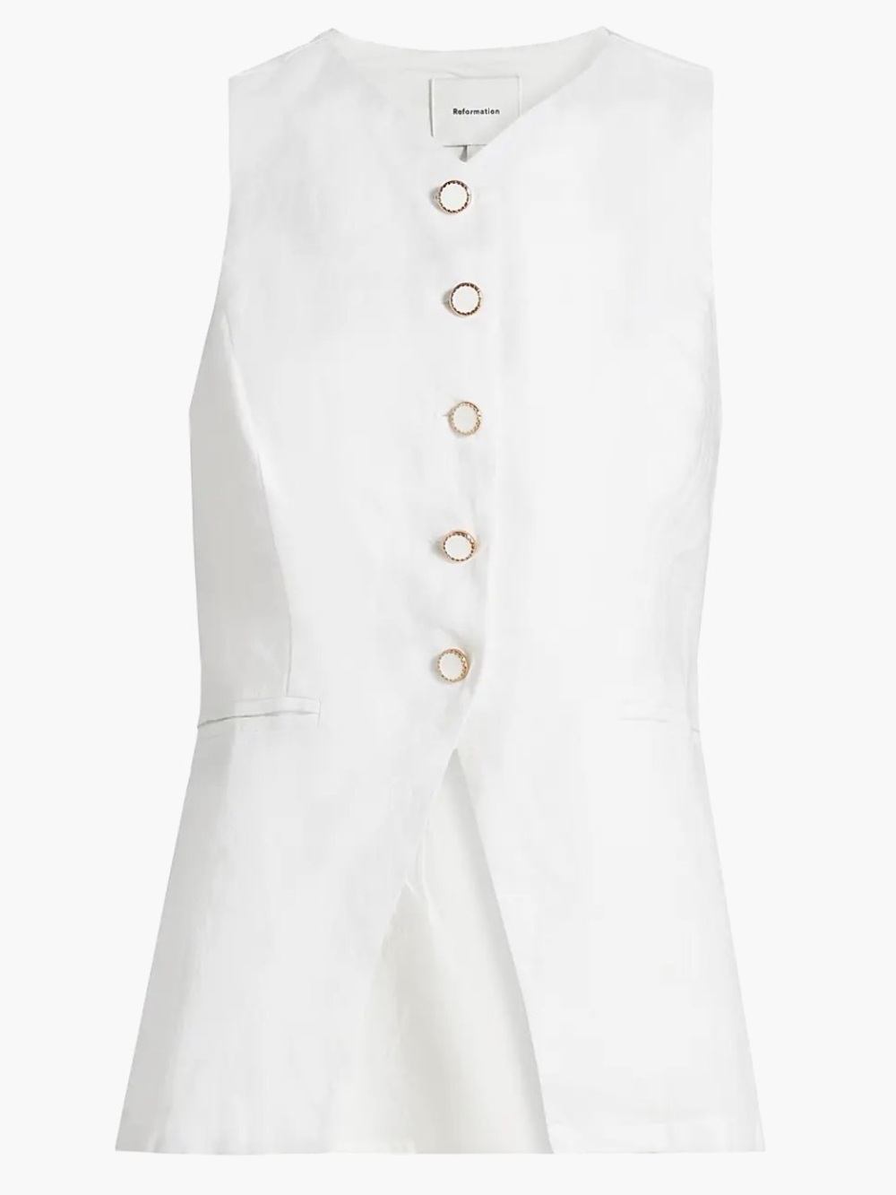 Reformation White Linen Button Front Vest Top Size 12 NWT Tailored Sleeveless